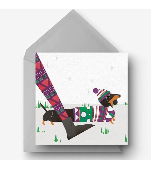 Greeting Card - Christmas Sausage Dog Ellie Good illustration happy birthday wishes for a good friend congratulations cards