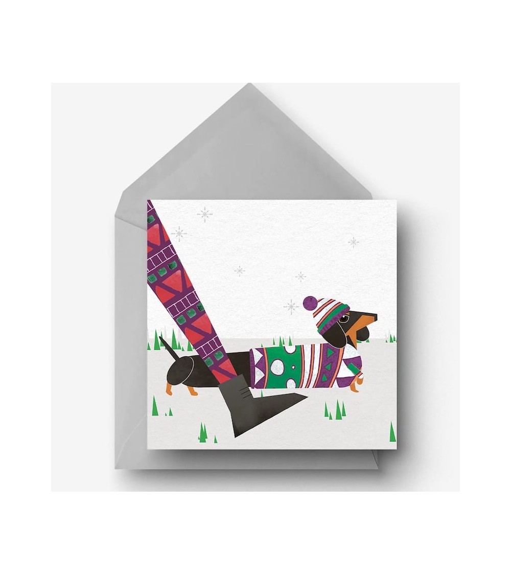 Biglietto d'auguri - Bassotto a Natale Ellie Good illustration spiritoso auguri buon compleanno matrimonio di nascita bimbo d...