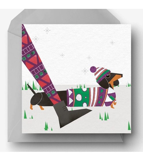 Greeting Card - Christmas Sausage Dog Ellie Good illustration Greeting Card design switzerland original