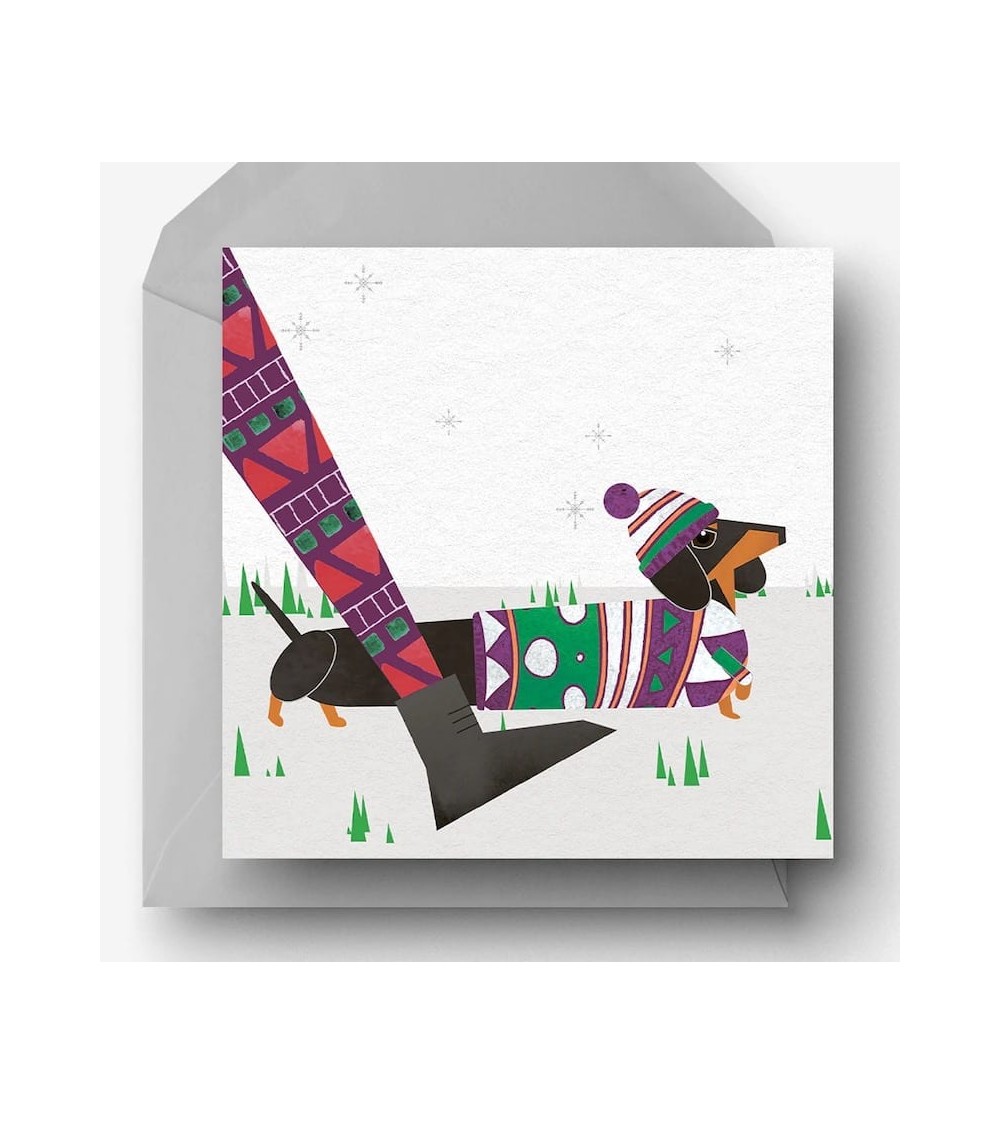 Greeting Card - Christmas Sausage Dog Ellie Good illustration happy birthday wishes for a good friend congratulations cards