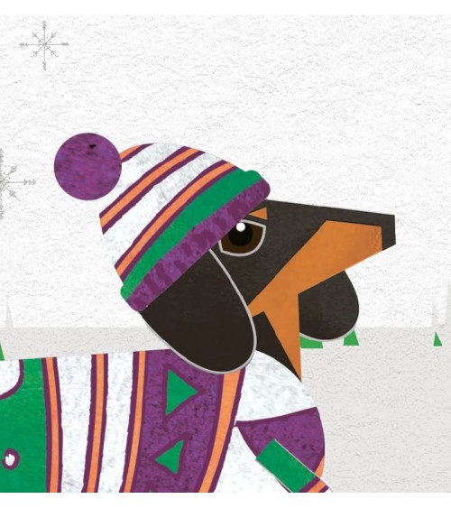 Greeting Card - Christmas Sausage Dog Ellie Good illustration happy birthday wishes for a good friend congratulations cards