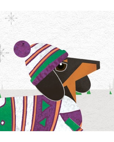 Greeting Card - Christmas Sausage Dog Ellie Good illustration happy birthday wishes for a good friend congratulations cards