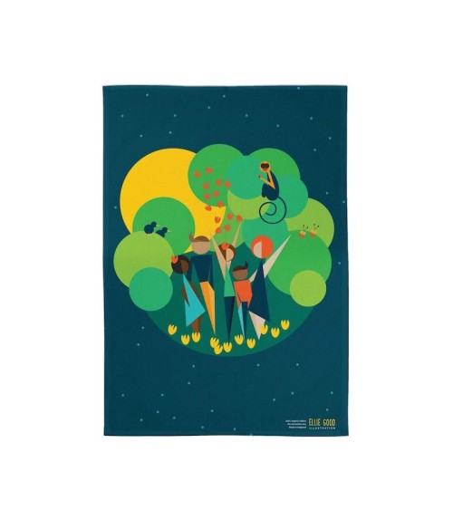 Tea Towel - Earth Party People Ellie Good illustration best kitchen hand towels fall funny cute