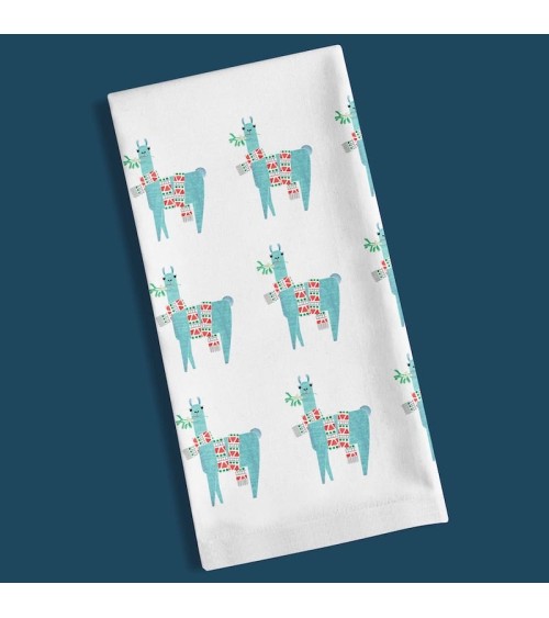 Mistletoe Llama Christmas - Tea Towel Ellie Good illustration best kitchen hand towels fall funny cute