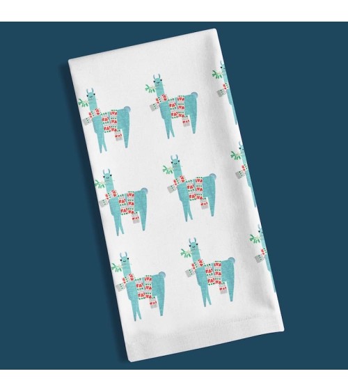 Lama de Noël - Serviette, torchon de cuisine Ellie Good illustration torchon vaisselle qualité serviette haut de gamme beaux ...