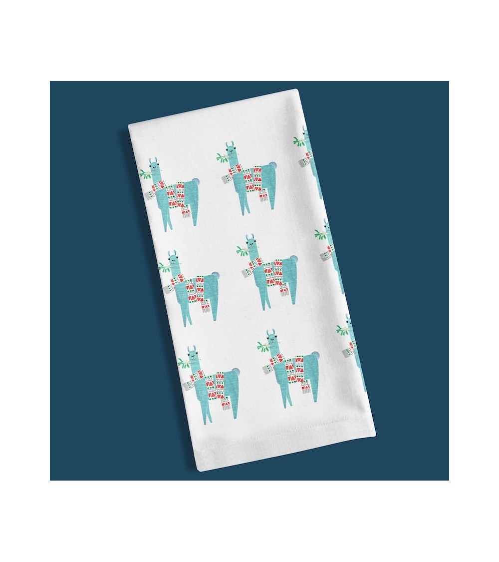 Mistletoe Llama Christmas - Tea Towel Ellie Good illustration best kitchen hand towels fall funny cute