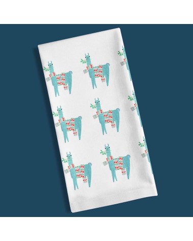 Mistletoe Llama Christmas - Tea Towel Ellie Good illustration best kitchen hand towels fall funny cute