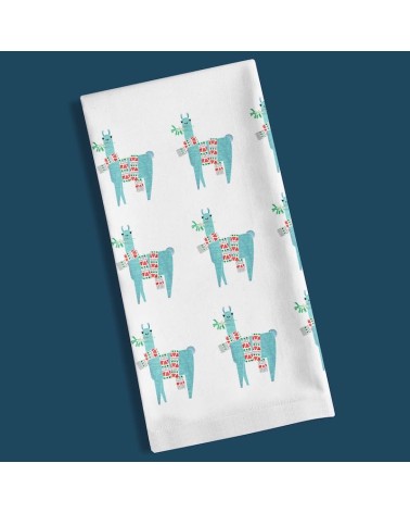 Lama de Noël - Serviette, torchon de cuisine Ellie Good illustration torchon vaisselle qualité serviette haut de gamme beaux ...