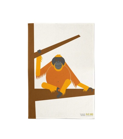 Orangutan - Tea Towel Ellie Good illustration best kitchen hand towels fall funny cute