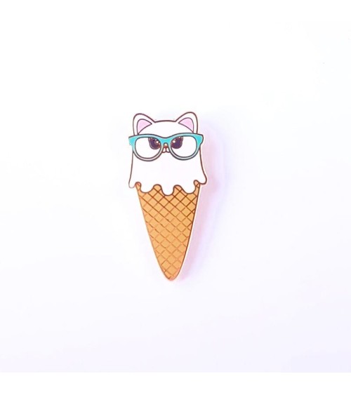 Pin's - Glace Chat à lunettes Studio Inktvis pins rare métal originaux bijoux suisse