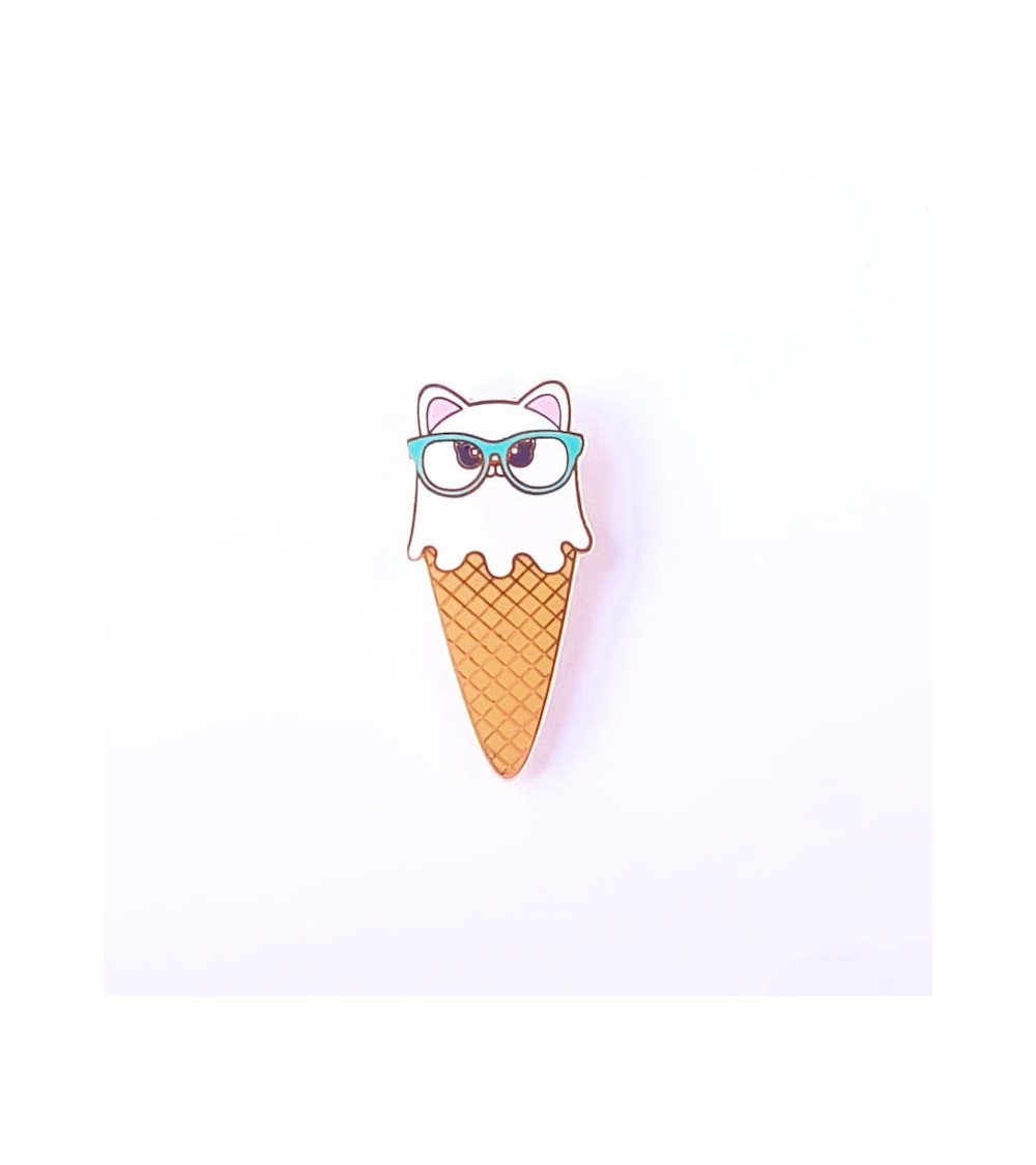 Emaille Pin - Eis Katze mit Brille Studio Inktvis Anstecknadel Ansteckpins pins anstecknadeln kaufen