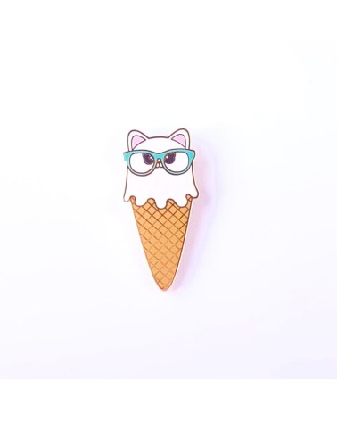 Emaille Pin - Eis Katze mit Brille Studio Inktvis Anstecknadel Ansteckpins pins anstecknadeln kaufen