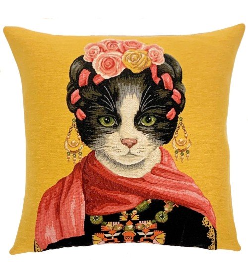 Katzenporträt - Frida Kahlo - Kissenbezug Yapatkwa zierkissen sofa deko kissen kaufen dekokissen sofakissen