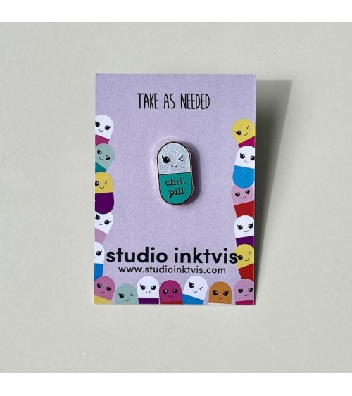 Chill Pill Enamel Pin - Mint and Glitter Studio Inktvis broches and pins hat pin badges collectible