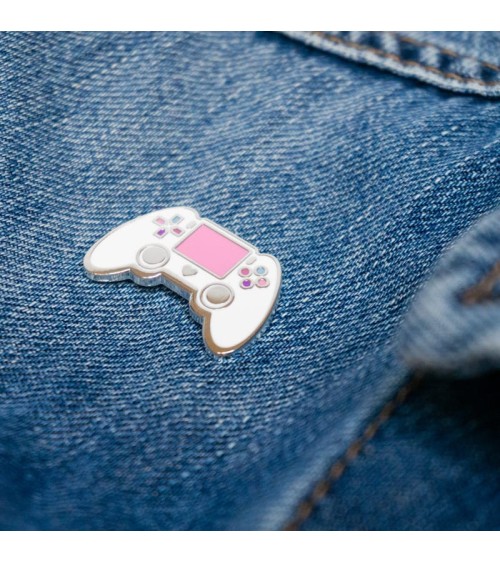 Spilla Smaltata - Playstation - Bianco e rosa Creative Goodie spiritose spille colorate particolari eleganti donna da giacca ...