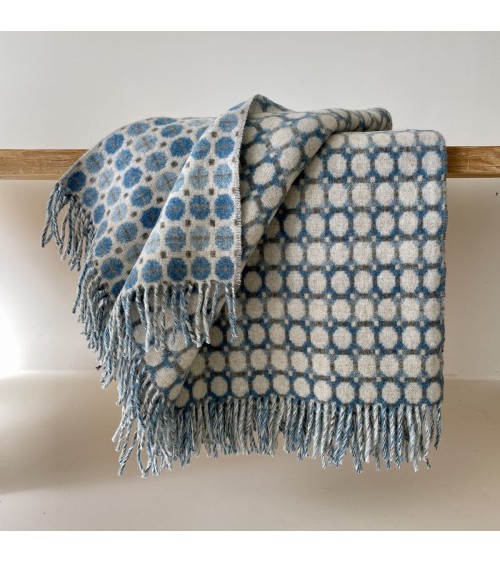 Plaid bleu MILAN Aqua - couverture bleue en laine mérinos Bronte by Moon un plaid cocooning couverture chaude douce plaide lit