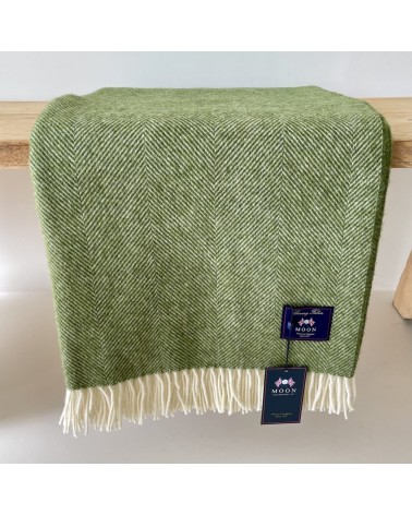 HERRINGBONE Apple - Pure new wool blanket Bronte by Moon warm cozy soft sofa throw blanket picnic throws and blankets