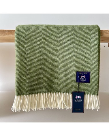 HERRINGBONE Apple - Pure new wool blanket Bronte by Moon warm cozy soft sofa throw blanket picnic throws and blankets