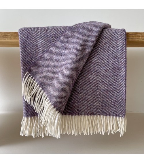 HERRINGBONE Lavendel - Wolldecke aus reiner Schurwolle Bronte by Moon Schafwolldecke warme Woll Decken Sofa wohndecke kaufen