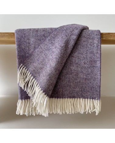 HERRINGBONE Lavendel - Wolldecke aus reiner Schurwolle Bronte by Moon Schafwolldecke warme Woll Decken Sofa wohndecke kaufen