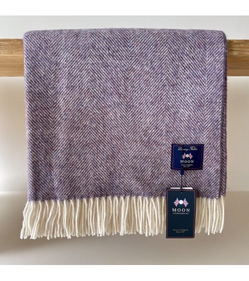 HERRINGBONE Lavanda - Coperta di pura lana vergine Bronte by Moon di qualità per divano coperte plaid