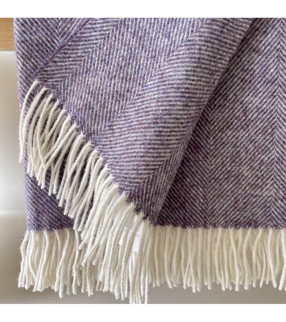 HERRINGBONE Lavendel - Wolldecke aus reiner Schurwolle Bronte by Moon Schafwolldecke warme Woll Decken Sofa wohndecke kaufen