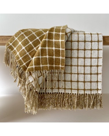 ATHENS Gold - Plaid canapé, couverture en laine mérinos Bronte by Moon un plaid cocooning couverture chaude douce plaide lit