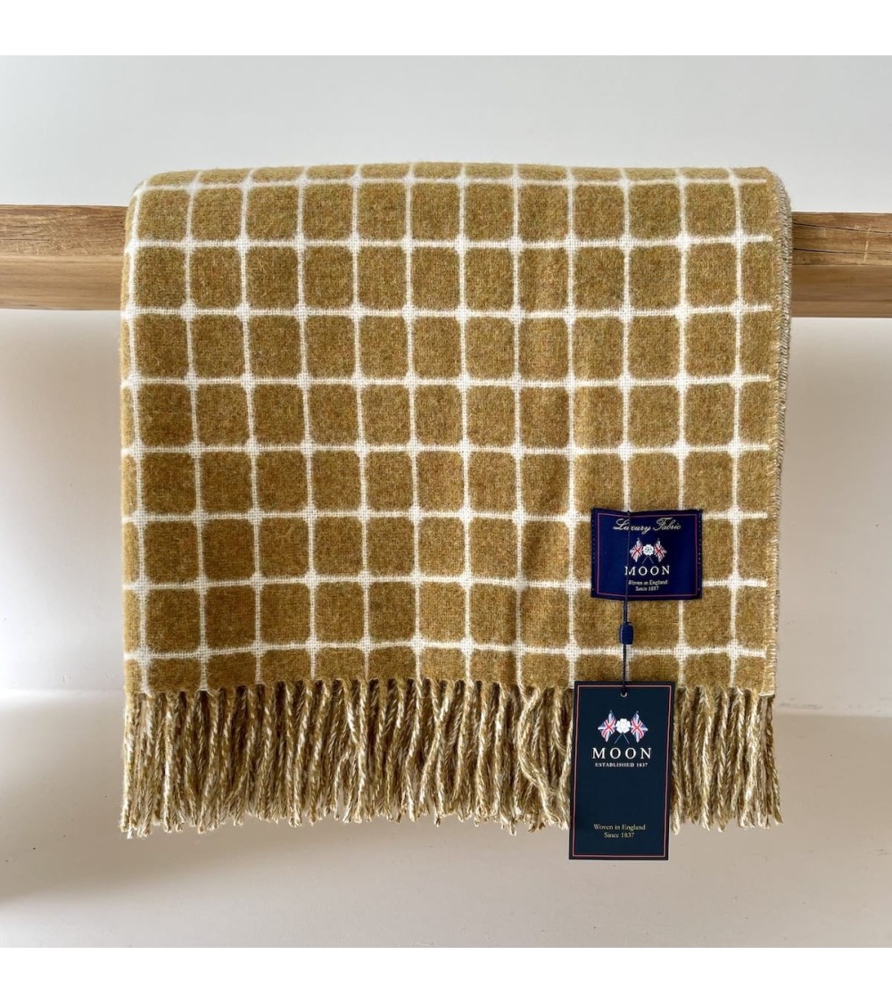 ATHENS Gold - Plaid canapé, couverture en laine mérinos Bronte by Moon un plaid cocooning couverture chaude douce plaide lit