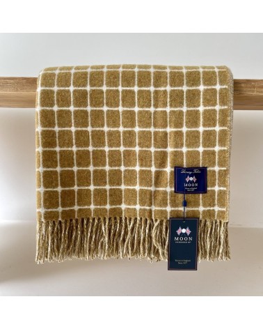 ATHENS Gold - Plaid canapé, couverture en laine mérinos Bronte by Moon anglaise plaid tartan ecossais 100 laine highland