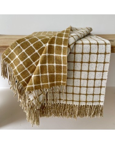 ATHENS Gold - Plaid canapé, couverture en laine mérinos Bronte by Moon un plaid cocooning couverture chaude douce plaide lit
