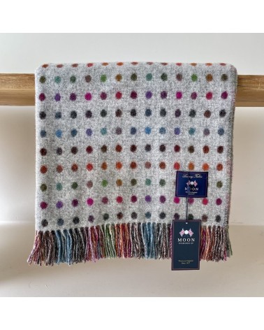 MULTI SPOT Grigio - Coperta di lana merino Bronte by Moon plaid per divano in lana coperta morbida letto matrimoniale plaides...