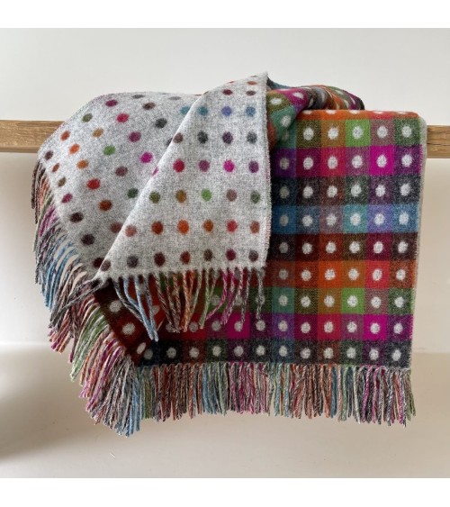 MULTI SPOT Grigio - Coperta di lana merino Bronte by Moon plaid per divano in lana coperta morbida letto matrimoniale plaides...