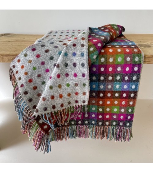 MULTI SPOT Grigio - Coperta di lana merino Bronte by Moon plaid per divano in lana coperta morbida letto matrimoniale plaides...