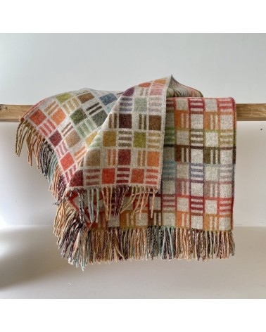 RIBBON Beige / Multi - Merino Wolldecke, Kuscheldecke Bronte by Moon Schafwolldecke warme Woll Decken Sofa wohndecke kaufen
