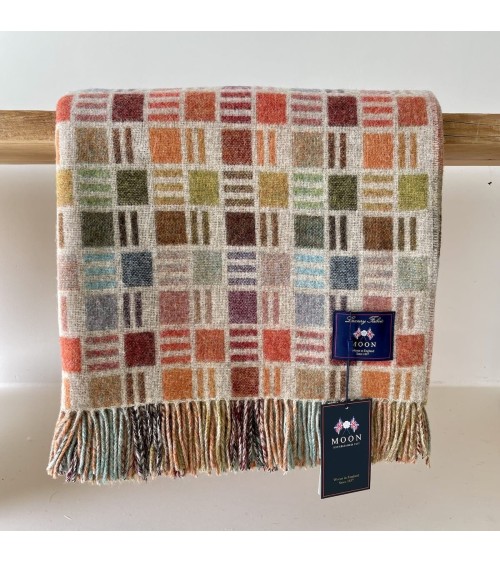 Plaid RIBBON Beige / Multicolor - Couverture en laine mérinos Bronte by Moon anglaise plaid tartan ecossais 100 laine highland