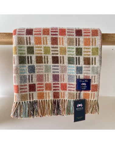 Plaid RIBBON Beige / Multicolor - Couverture en laine mérinos Bronte by Moon un plaid cocooning couverture chaude douce plaid...