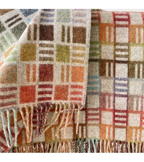 Plaid RIBBON Beige / Multicolor - Couverture en laine mérinos Bronte by Moon anglaise plaid tartan ecossais 100 laine highland