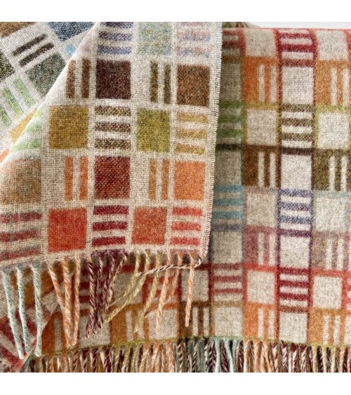 RIBBON Beige / Multi - Coperta di lana merino Bronte by Moon di qualità per divano coperte plaid