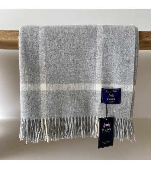 WINDOWPANE Grey - Merino wool blanket Bronte by Moon best for sofa throw warm cozy soft