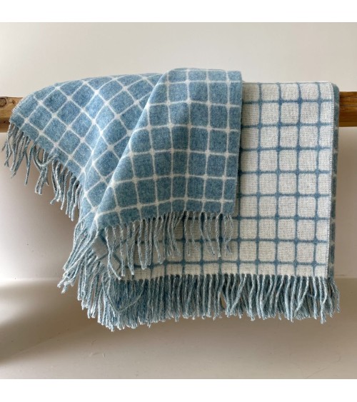 ATHENS Aqua - Plaid canapé, couverture en laine mérinos Bronte by Moon anglaise plaid tartan ecossais 100 laine highland