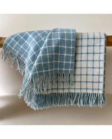 ATHENS Aqua - Plaid canapé, couverture en laine mérinos Bronte by Moon anglaise plaid tartan ecossais 100 laine highland