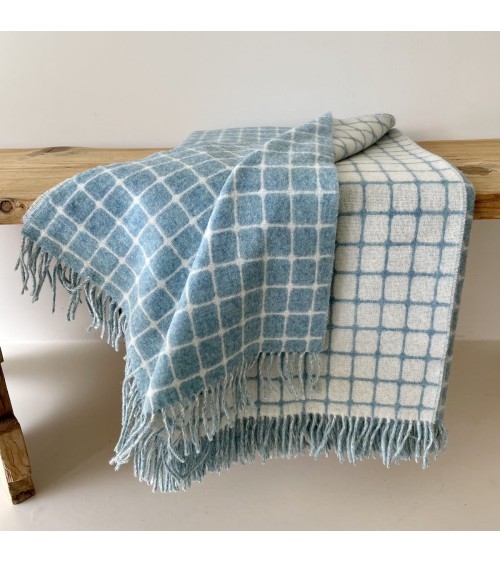 ATHENS Aqua - Plaid canapé, couverture en laine mérinos Bronte by Moon anglaise plaid tartan ecossais 100 laine highland