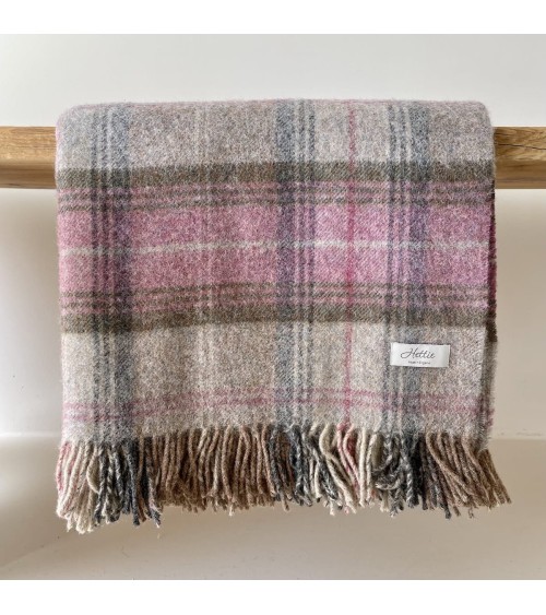 Plaid STROUD HEATHER - Couverture pure laine vierge Bronte by Moon anglaise plaid tartan ecossais 100 laine highland