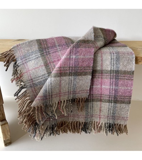 Plaid STROUD HEATHER - Couverture pure laine vierge Bronte by Moon anglaise plaid tartan ecossais 100 laine highland