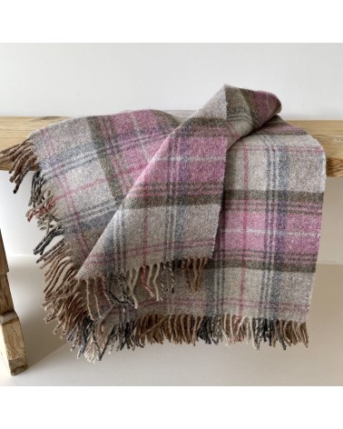 Plaid STROUD HEATHER - Couverture pure laine vierge Bronte by Moon anglaise plaid tartan ecossais 100 laine highland