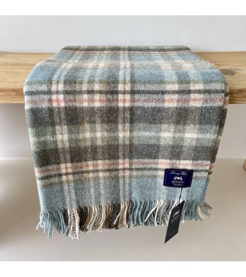 Plaid GLEN COE Aqua - Couverture pure laine vierge Bronte by Moon un plaid cocooning couverture chaude douce plaide lit
