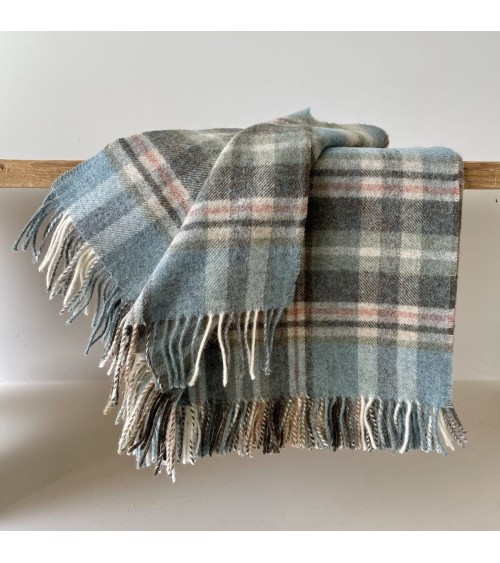 GLEN COE Aqua - Pure new wool blanket Bronte by Moon best for sofa throw warm cozy soft