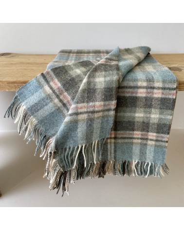 GLEN COE Aqua - Pure new wool blanket Bronte by Moon warm cozy soft sofa throw blanket picnic throws and blankets