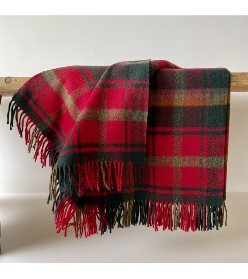 Plaid tartan DARK MAPLE - Couverture en laine merinos Bronte by Moon anglaise plaid tartan ecossais 100 laine highland
