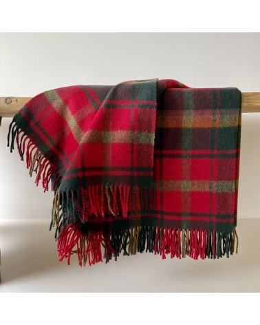 Plaid tartan DARK MAPLE - Couverture en laine merinos Bronte by Moon anglaise plaid tartan ecossais 100 laine highland
